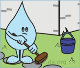 Use a broom and bucket of water to washing down patio